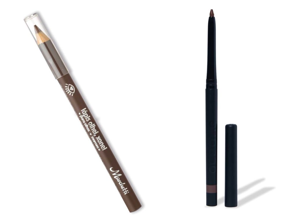 kit Básico de Maquiagem: 9 Itens em Tons Nudes | Make Natural! imagem de um lapis e um delineador para olhos