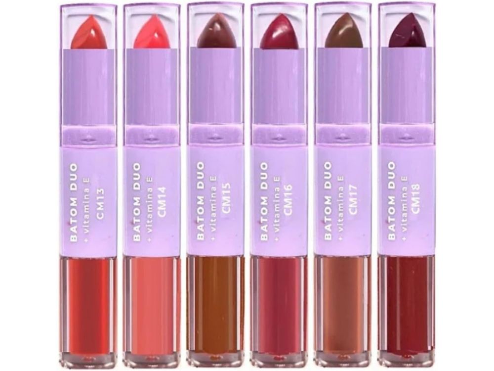 kit Básico de Maquiagem: 9 Itens em Tons Nudes | Make Natural! imagem de um batom e gloss 2 em 1